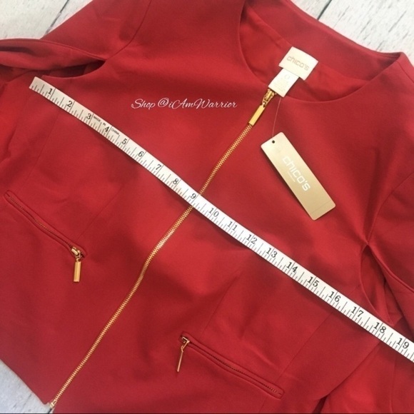 Chico’s NWT red zip cape jacket/blazer *Shop@iAmWarrior - Picture 6 of 10